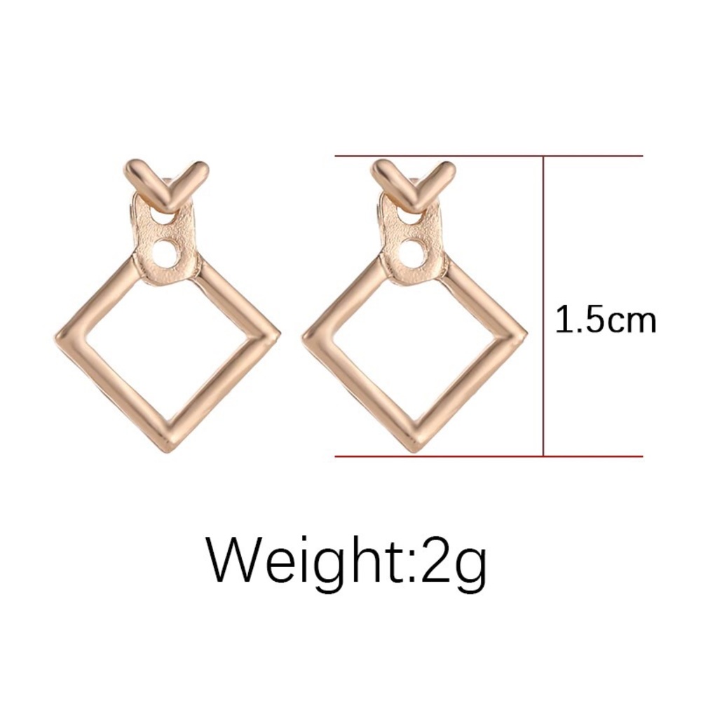 Triangle Square Dangle Earrings in Silver and Gold - Picture 2 of 6